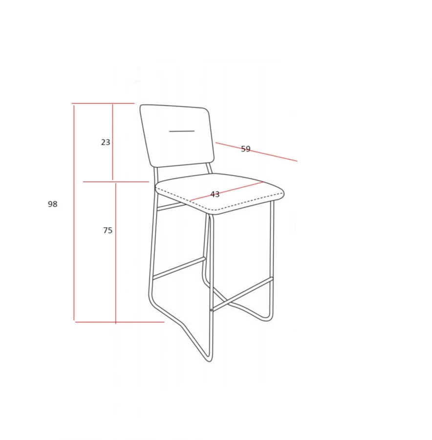 Chaise De Bar Marta Simili Gris 7 Chaise De Bar Marta Simili Gris – Image 5