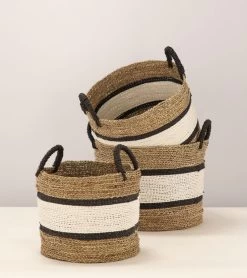 Paniers X3 Raphia Raffo Naturel Athezza