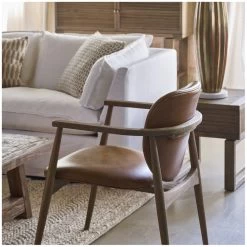 Fauteuil Melvin - Cuir Marron Frêne Blanc D'Ivoire 16 Fauteuil Melvin - Cuir Marron Frêne Blanc D'Ivoire -Meubles De Maison Magasin 791 1 Fauteuil Melvin Cuir Frene Blanc d Ivoire Deco Campagne Chic 6