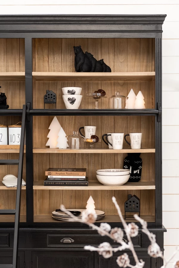 Bibliothèque 4 Portes Bois Noir-Naturel 5 Bibliothèque 4 Portes Bois Noir-Naturel – Image 3