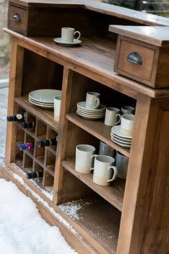 Comptoir Bar Bois Marron 2 Tiroirs -Meubles De Maison Magasin 804 1 Comptoir Bar Bois Marron 2 Tiroirs J Line Jolipa Deco Campagne Chic 3