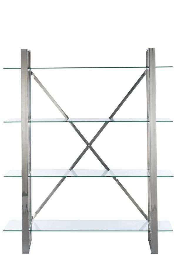 Bibliothèque Contemporaine Métal Argent Verre 4 Bibliothèque Contemporaine Métal Argent Verre – Image 2