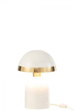 Lampe Bord Doré Métal Blanc -Meubles De Maison Magasin 809 Lampe Bord Dore Metal Blanc Jline Jolipa Deco Campagne Chic 3