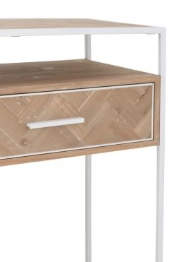 Console 2 Tiroirs Bois Métal Zig Zag Naturel Blanc -Meubles De Maison Magasin 811 1 Console Bois Metal Zig Zag Naturel Blanc JLine Jolipa Deco Campagne Chic