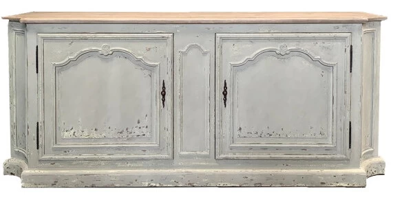 Buffet Bas 2 Portes Joséphine Gris Vieilli Plateau Chêne 3 Buffet Bas 2 Portes Joséphine Gris Vieilli Plateau Chêne