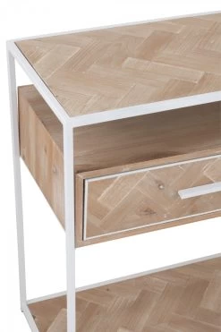 Console 2 Tiroirs Bois Métal Zig Zag Naturel Blanc -Meubles De Maison Magasin 816 1 Console Bois Metal Zig Zag Naturel Blanc JLine Jolipa Deco Campagne Chic