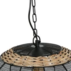 Suspension Haleg Noir Rotin Naturel -Meubles De Maison Magasin 818 1 Suspension Haleg Noir Rotin Naturel Cote Table Style Campagne 5