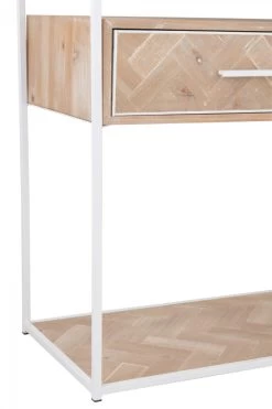 Console 2 Tiroirs Bois Métal Zig Zag Naturel Blanc -Meubles De Maison Magasin 820 1 Console Bois Metal Zig Zag Naturel Blanc JLine Jolipa Deco Campagne Chic