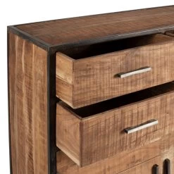 Buffet Bas 2 Portes 4 Tiroirs Factory Indus Bois Métal -Meubles De Maison Magasin 822 1 Buffet Bas 2 Portes 4 Tiroirs Factory Indus Bois Metal Cote Table Style Campagne 7