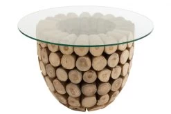 Table D'appoint Ronde Rondins Teck Naturel