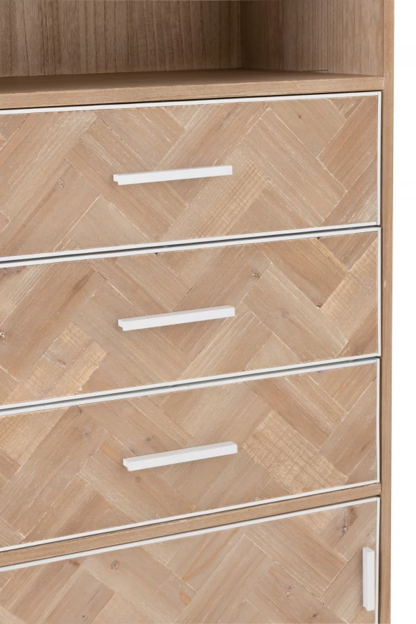 Armoire Haute 3 Tiroirs Zig Zag Naturel Blanc 9 Armoire Haute 3 Tiroirs Zig Zag Naturel Blanc – Image 7
