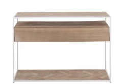 Console 2 Tiroirs Bois Métal Zig Zag Naturel Blanc -Meubles De Maison Magasin 825 1 Console Bois Metal Zig Zag Naturel Blanc JLine Jolipa Deco Campagne Chic