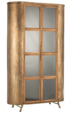 Armoire 2 Portes Vitrées Métal Doré Antic Jolipa