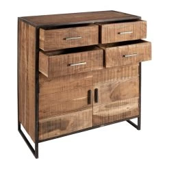 Buffet Bas 2 Portes 4 Tiroirs Factory Indus Bois Métal -Meubles De Maison Magasin 828 1 Buffet Bas 2 Portes 4 Tiroirs Factory Indus Bois Metal Cote Table Style Campagne 6