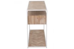 Console 2 Tiroirs Bois Métal Zig Zag Naturel Blanc -Meubles De Maison Magasin 829 1 Console Bois Metal Zig Zag Naturel Blanc JLine Jolipa Deco Campagne Chic