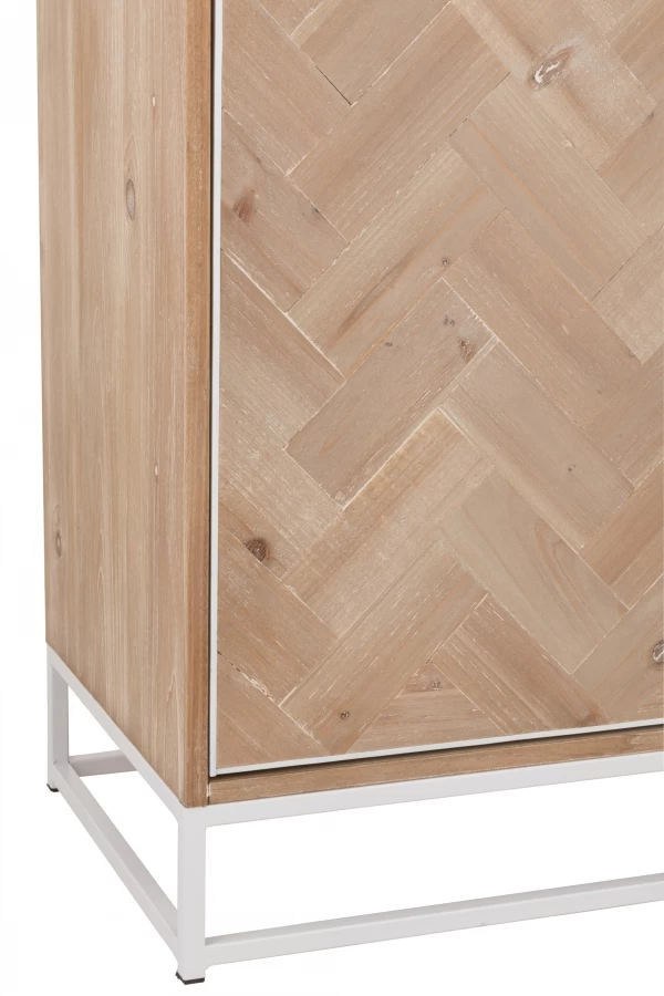 Armoire Haute 3 Tiroirs Zig Zag Naturel Blanc 8 Armoire Haute 3 Tiroirs Zig Zag Naturel Blanc – Image 6