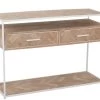Console 2 Tiroirs Bois Métal Zig Zag Naturel Blanc -Meubles De Maison Magasin 840 1 Console Bois Metal Zig Zag Naturel Blanc JLine Jolipa Deco Campagne Chic