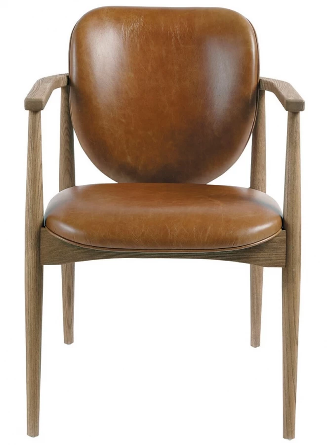 Fauteuil Melvin - Cuir Marron Frêne Blanc D'Ivoire 3 Fauteuil Melvin - Cuir Marron Frêne Blanc D'Ivoire