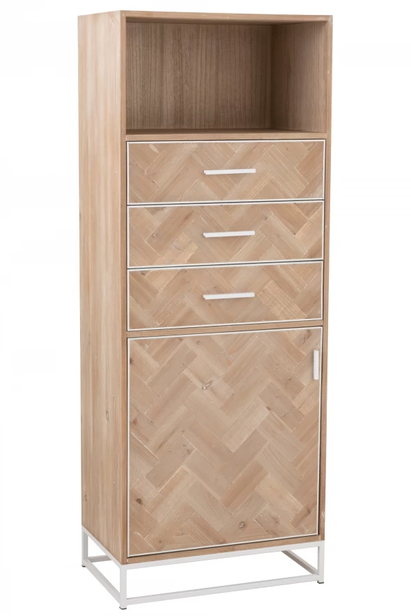 Armoire Haute 3 Tiroirs Zig Zag Naturel Blanc 3 Armoire Haute 3 Tiroirs Zig Zag Naturel Blanc