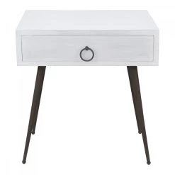 Chevet 1 Tiroir Lola Blanc Blanc D'Ivoire
