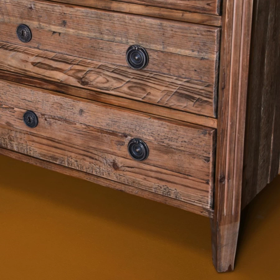 Commode 3 Tiroirs Vieux Pin Sidonie 6 Commode 3 Tiroirs Vieux Pin Sidonie – Image 4