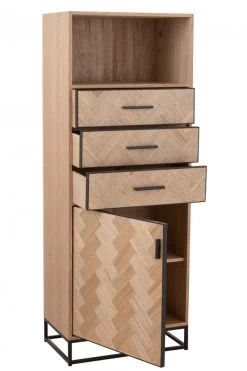 Armoire Haute 3 Tiroirs Zig Zag Naturel Noir -Meubles De Maison Magasin 919 1 Armoire Haute 3 Tiroirs Zig Zag Naturel Noir JLine Jolipa Deco Campagne Chic 8