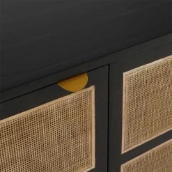 Meuble TV Calvi Noir Bois Cannage -Meubles De Maison Magasin 953 1 Meuble TV Calvi Noir Bois Rotin Signature Mobilier Deco Campagne Chic 6