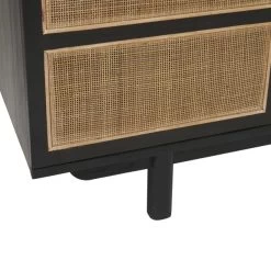 Meuble TV Calvi Noir Bois Cannage -Meubles De Maison Magasin 959 1 Meuble TV Calvi Noir Bois Rotin Signature Mobilier Deco Campagne Chic 5