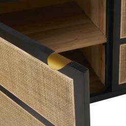 Meuble TV Calvi Noir Bois Cannage -Meubles De Maison Magasin 963 1 Meuble TV Calvi Noir Bois Rotin Signature Mobilier Deco Campagne Chic 4