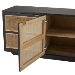 Meuble TV Calvi Noir Bois Cannage -Meubles De Maison Magasin 967 1 Meuble TV Calvi Noir Bois Rotin Signature Mobilier Deco Campagne Chic 3