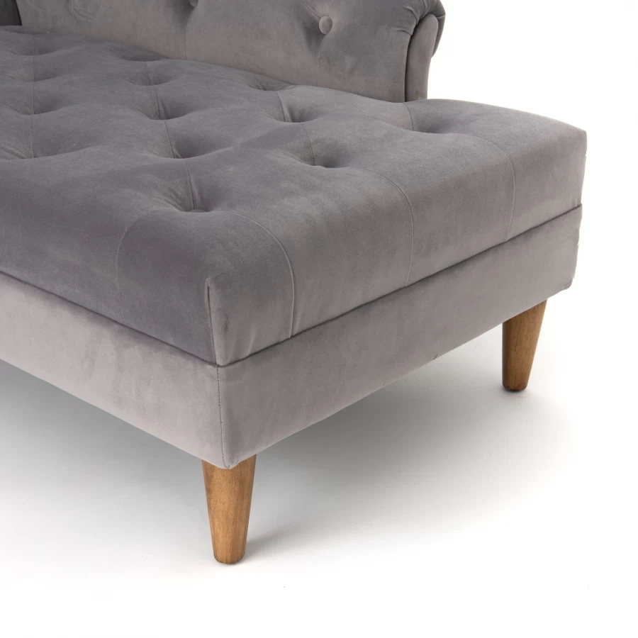 Méridienne Velours Capitonné Gris Amadeus Cades Deco 4 Méridienne Velours Capitonné Gris Amadeus Cades Deco – Image 2