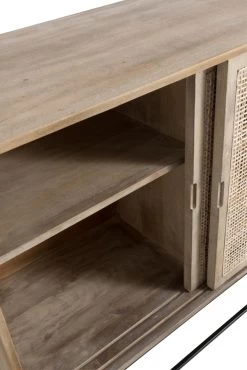 Buffet Bas 3 Portes Manguier Rotin Tissé Naturel -Meubles De Maison Magasin 997 1 Buffet Bas 3 Portes Manguier Rotin Tisse Naturel Jline Jolipa Deco Campagne chic 3